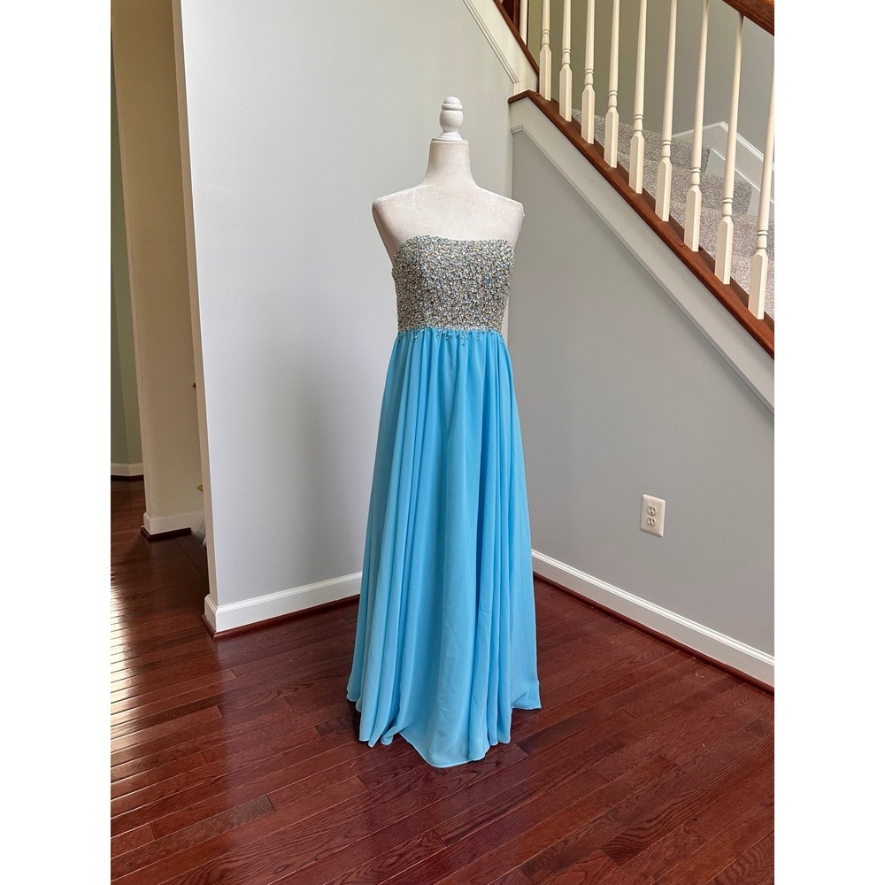 Y2K Beaded Strapless Formal Gown Dress - Princess Barbie Dollskill Prom Bejewled